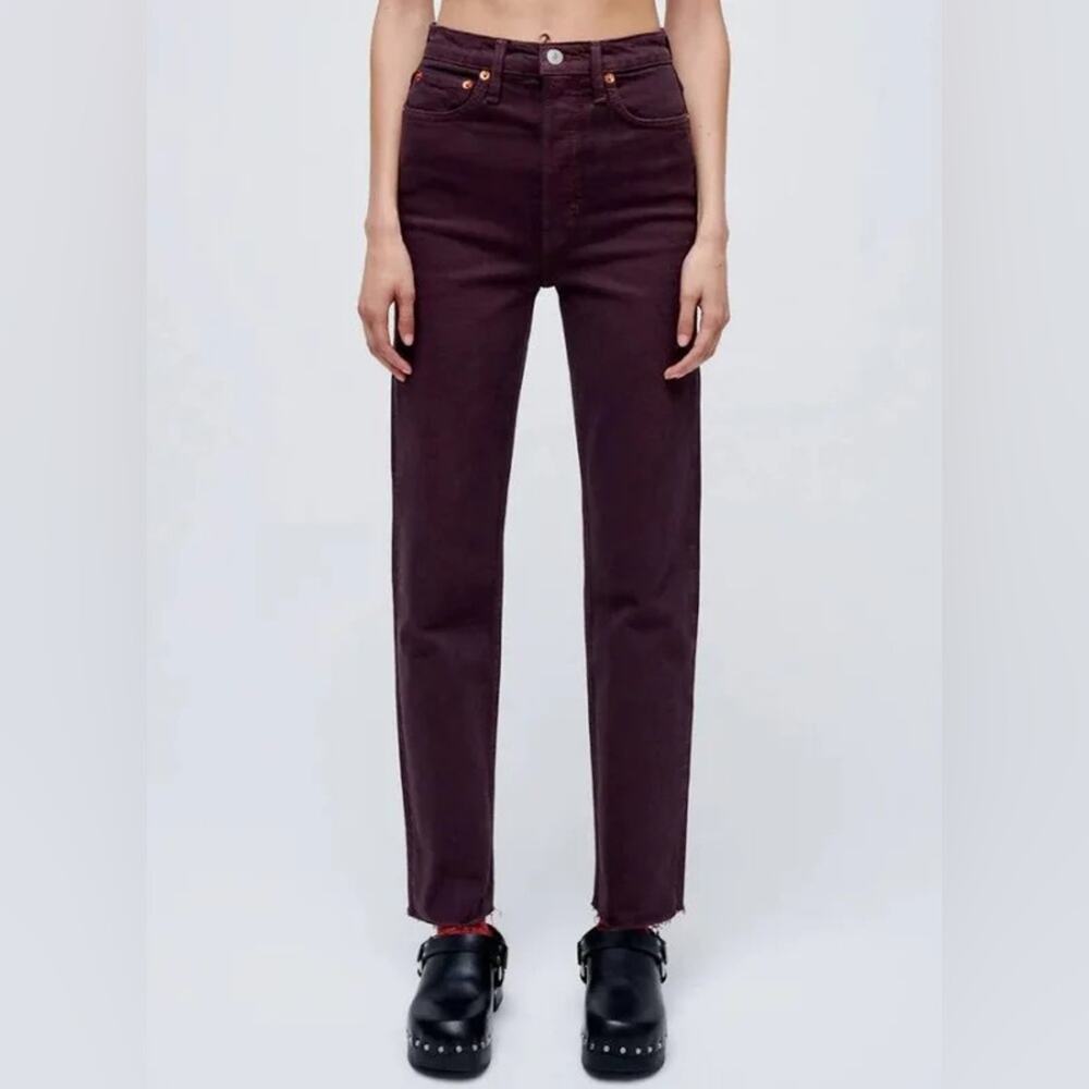 RE/DONE 70’s Ultra High Rise Stove Pipe Jeans - Washed Plum NEW 29